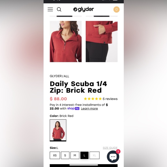 Glyder Women’s Daily Scuba Quarter Zip
Jacket in Brick Red - Picture 8 of 8